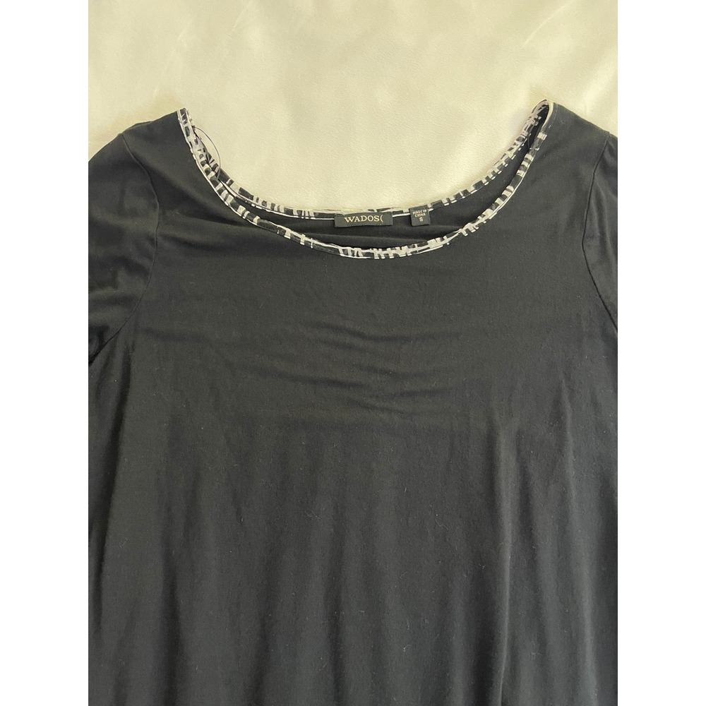 Wados Womens Black Mixed Media Geometric Print Tunic Top 3/4 Sleeve Small - Picture 8 of 9
